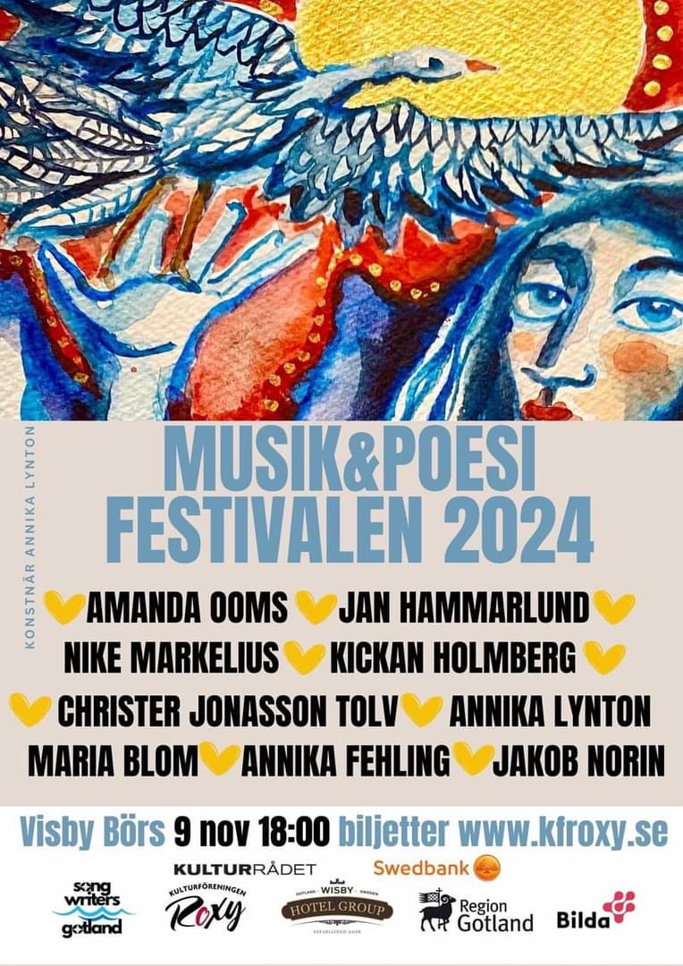 Visby Musik och Poesifestival! 9 november kl 18:00 på Visby Börs